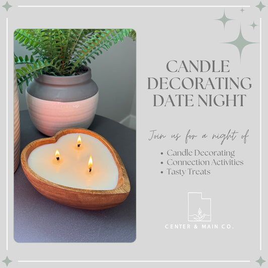 Info graphic for local Candle making date night activity.