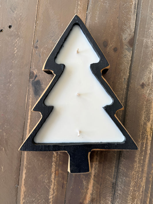 Three Wick Christmas Tree Wood Candle