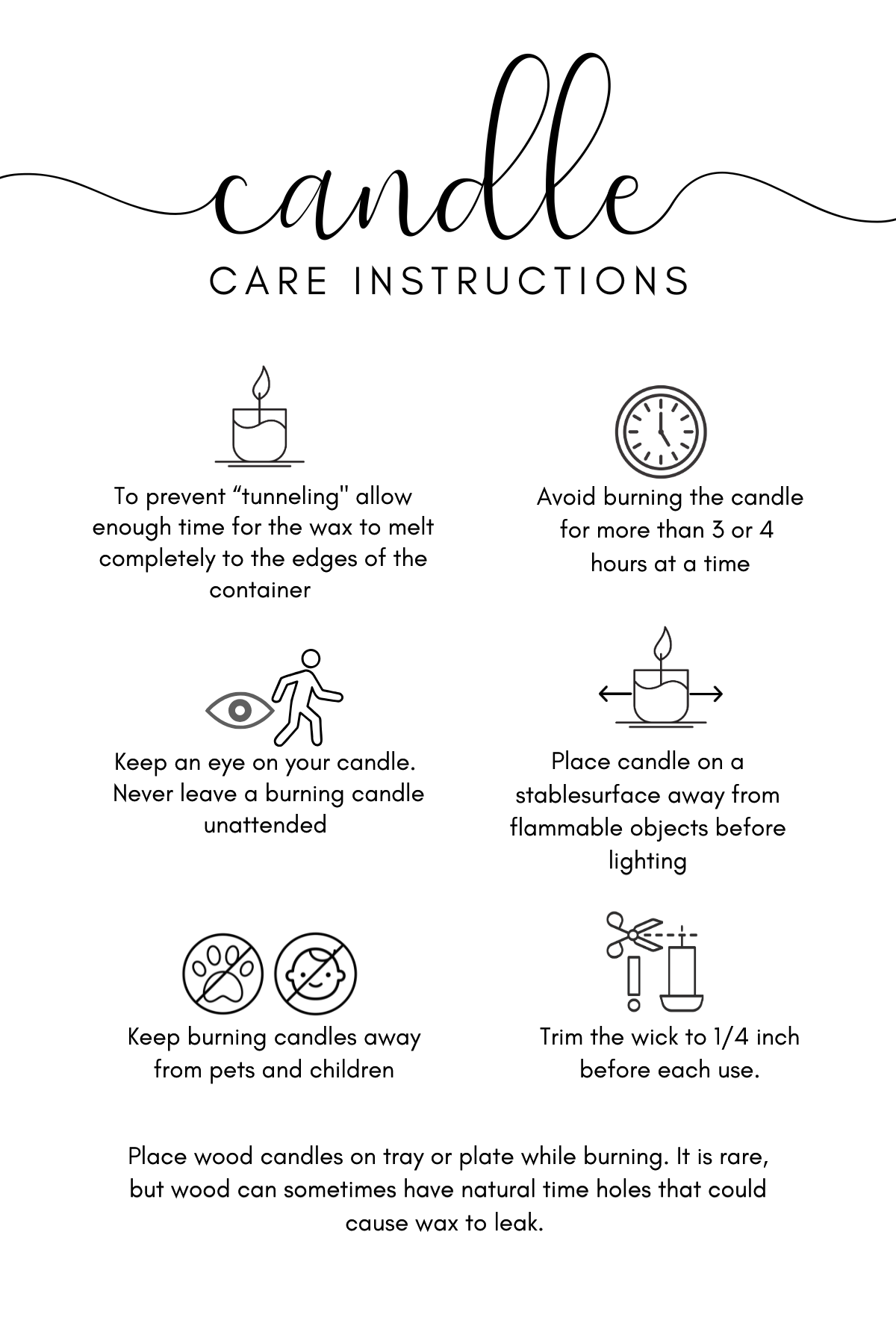 Candle care instructions. How to take care of your candle.